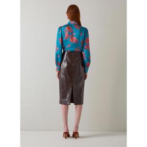 L.K. Bennett Sonya Blue Floral Viscose Silk Blouse